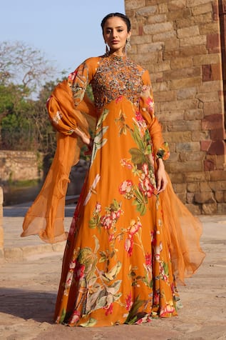 Awigna Floral Printed Anarkali Set 