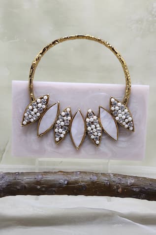 Athena Mother Of Pearl Embellished Clutch 