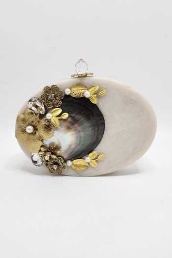 Adwita Bags & Jewels The Shell Saga Embellished Clutch 