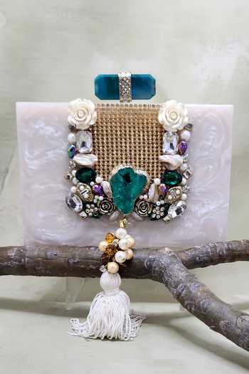 Adwita Bags & Jewels Maharani Resin Stone Embellished Clutch Bag 