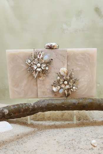 Adwita Bags & Jewels Rhea Mother Of Pearl Embellished Clutch 