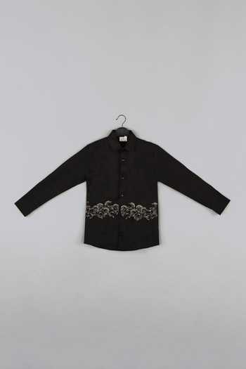 Little Brats Designer Black Cotton Blend Shirt 
