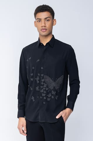Amit Arora Hand-Embroidered Black Shirt 