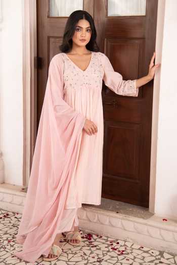 SEHER JAIPUR Zinath Pink Kurta Set 