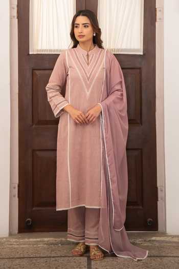 SEHER JAIPUR Mauve Muslin Silk Amira Kurta Set 
