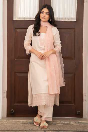 SEHER JAIPUR Light Peach Naima Kurta Set 