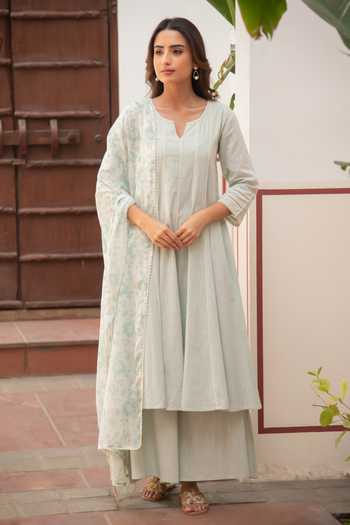 SEHER JAIPUR Mint Green Saira Anarkali Set 