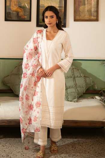 SEHER JAIPUR Fiha Off White Kurta Set 