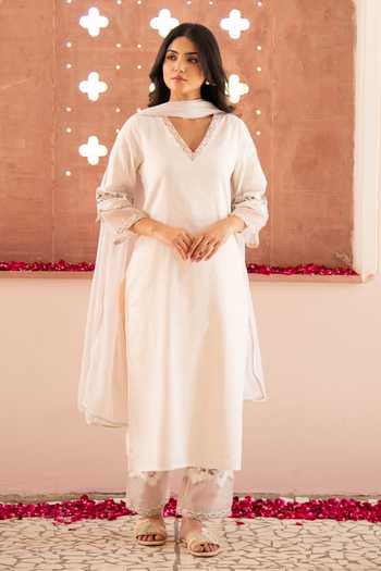 SEHER JAIPUR Nayla Off White Kurta Set 
