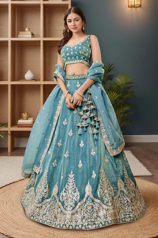 Samyukta Singhania Blue Embroidered Lehenga Set 
