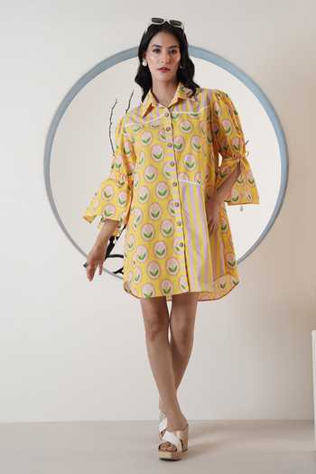 Surabhi Arya Yellow Printed Short Dress 