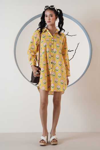 Surabhi Arya Yellow Floral Print Short Dress 