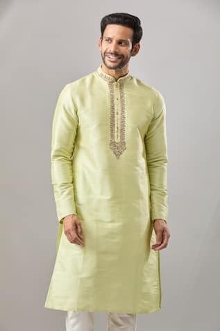 Green Banarasi Art Silk Kurta 