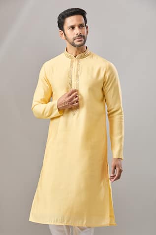 Yellow Banarasi Art Silk Kurta 