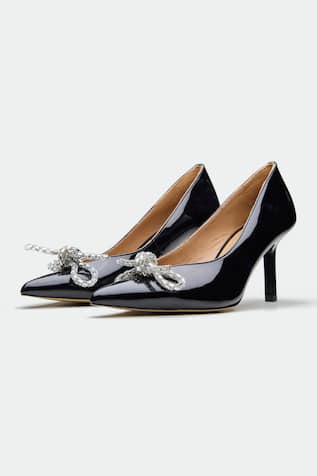 Black Bow Embellished Heels 