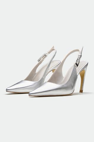 Silver Designer Oxford Heels 