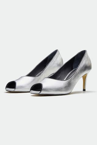 Silver Open Toe Heels 