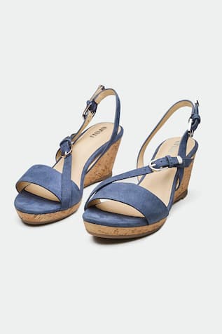 Dundee Blue Genuine Leather Wedges 