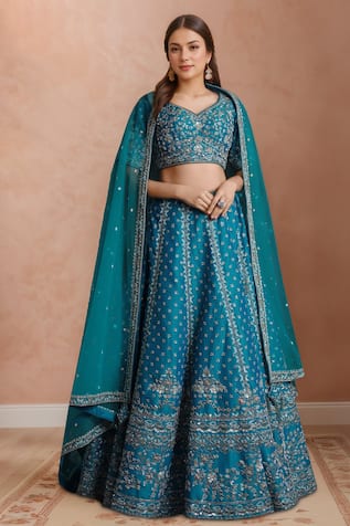 Samyukta Singhania Dark Blue Classic Lehenga Set 
