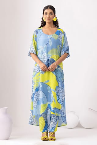 Thee Modern Roots Mystical Ocean Blue Kurta Set 