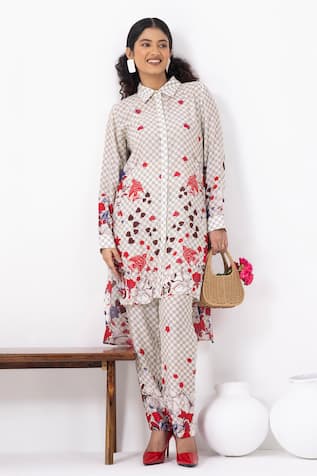 Thee Modern Roots Lavender Checkered Tunic Set 