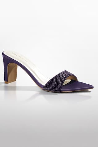 Crystal Embellished Purple Mules 