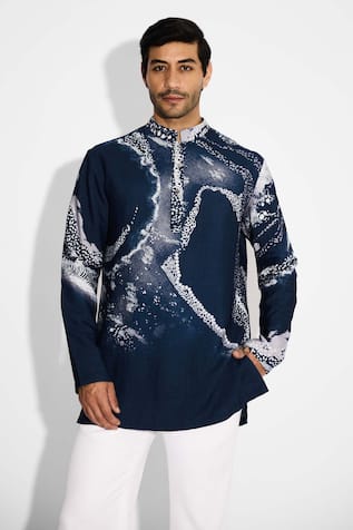 MORPH Print Obsidian Blue Short Kurta 