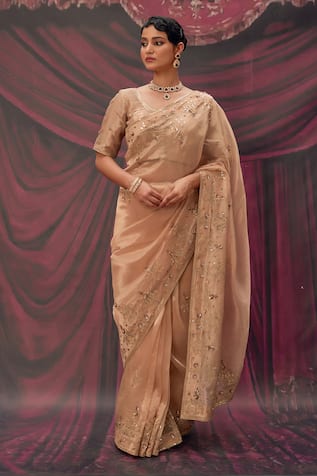 Geroo Jaipur Gold Tissue Embellished Saree Set 