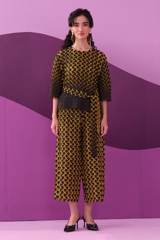 Pleats by Aruni Yellow Designer Pant Set 