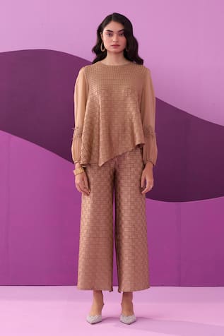 Pleats by Aruni Beige Alexa Pant Set 