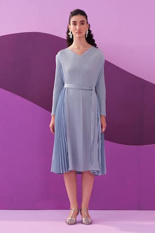 Pleats by Aruni Powder Blue Angny Midi Dress 