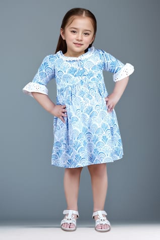 Blue Cotton Designer Frock 