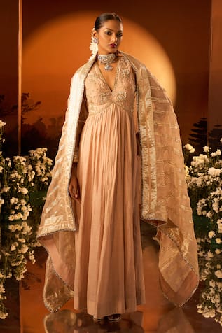 Neha Khullar x AZA Embroidered Pink Anarkali Set 