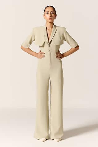 Manika Nanda Beige Aurora Jacket Jumpsuit 