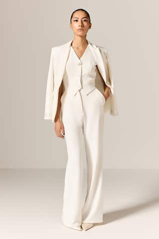 Manika Nanda Ivory Crepe Twill 3 Piece Suit 