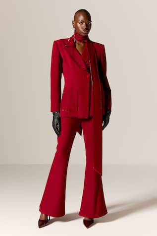 Manika Nanda Deep Red Luna Blazer Set 