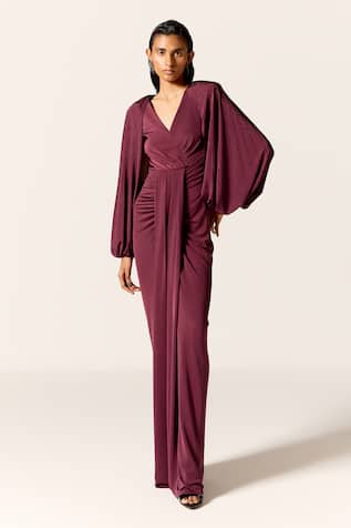 Manika Nanda Maroon Draped Gown 