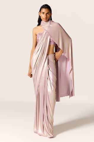 Manika Nanda Lavender Studded Pre-Draped Saree Set 