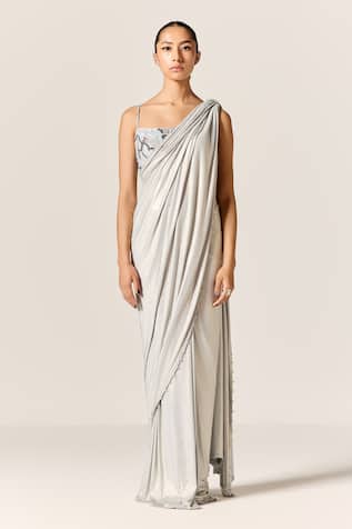 Manika Nanda Studded Pre-Draped Saree Set 