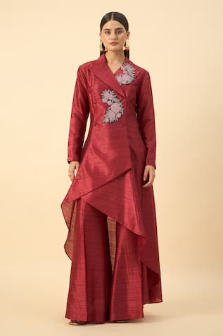 Aakaar Crimson Red Tunic & Palazzo Set 