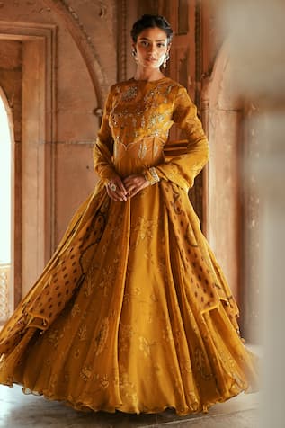 Isha Gupta Tayal Gold Embroidered Anarkali Set 