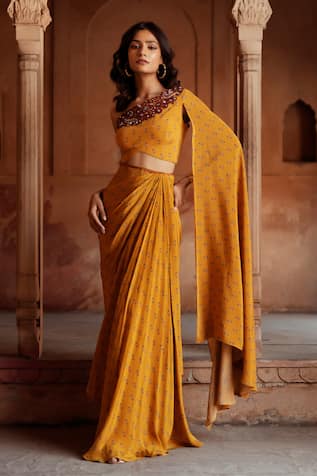 Isha Gupta Tayal Yellow Printed Skirt Set 