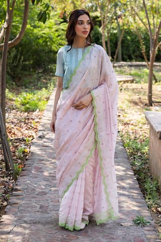 Surmaye Love Note Pink Handwoven Saree 