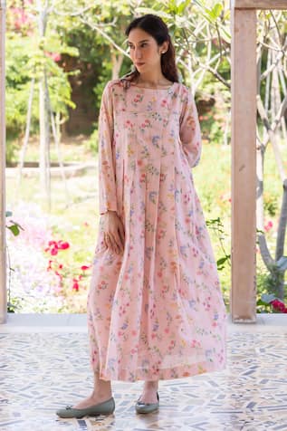 Surmaye Cottage Charm Pink Maxi Dress 