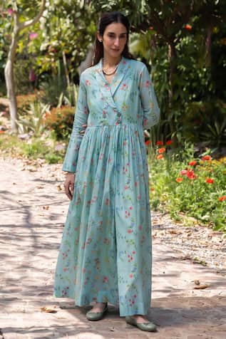 Surmaye Woodsong Blue Floral Maxi Dress 