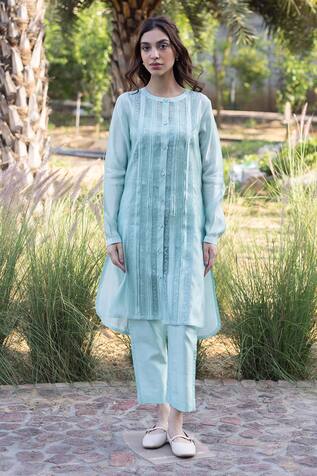 Surmaye Whispering Ivy Seafoam Kurta Set 