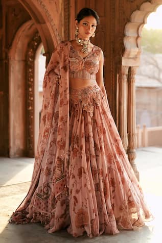 Isha Gupta Tayal Pink Printed Lehenga Set 