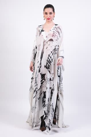 AK-OK Black & White Printed Kaftan 