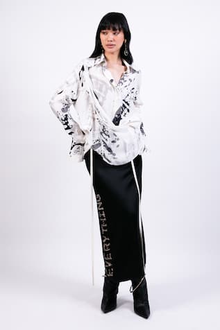 AK-OK Black Satin Long Skirt 