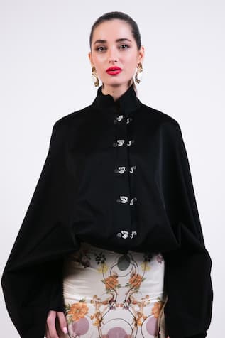 AK-OK Black Blended Designer Jacket 